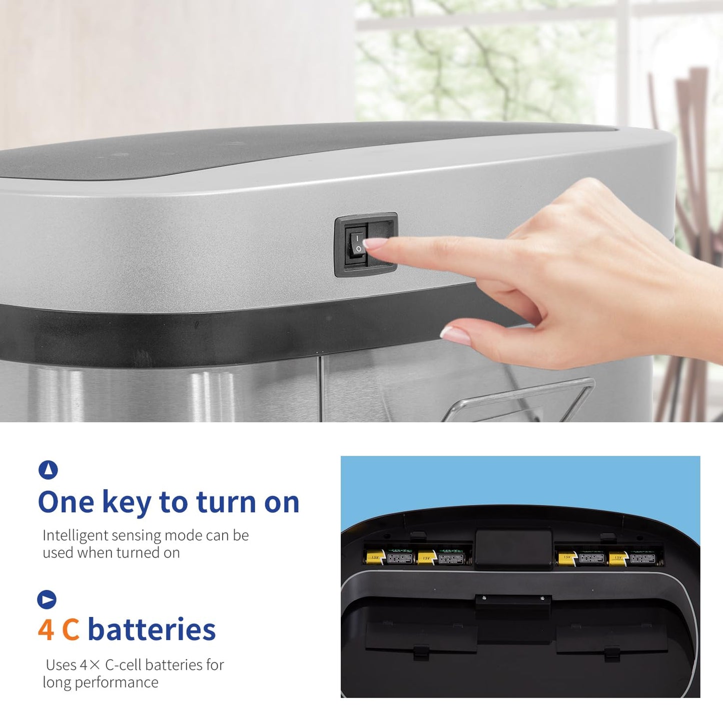13 Gallon Touchless Trash Can with Odor Control
