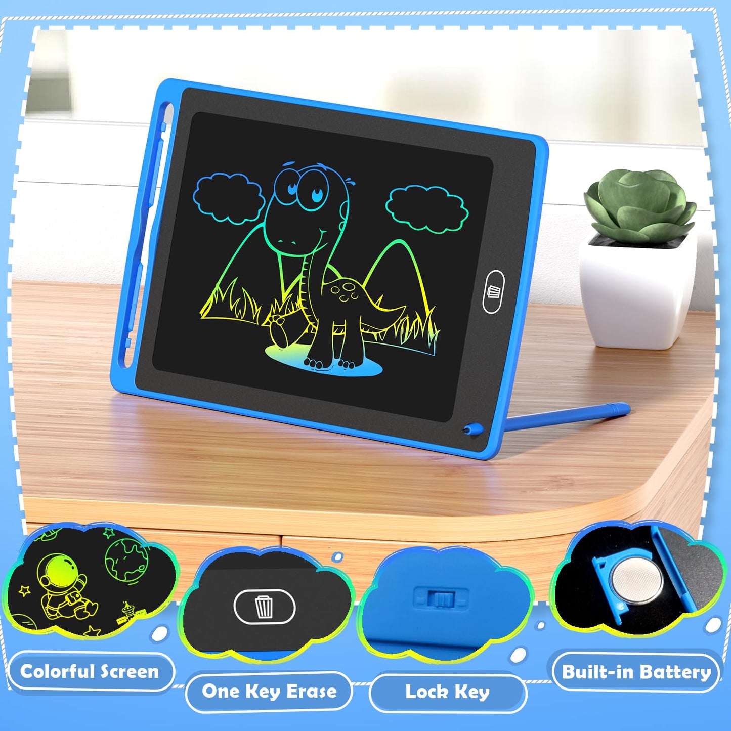 4 Pack LCD Writing Tablet for Kids, 8.5 Inch Doodle Board, Educational Drawing Toy