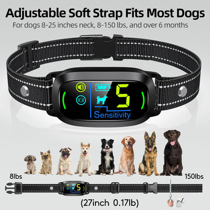 Rechargeable Smart Dog Bark Collar, Anti-Barking Training for All Sizes
