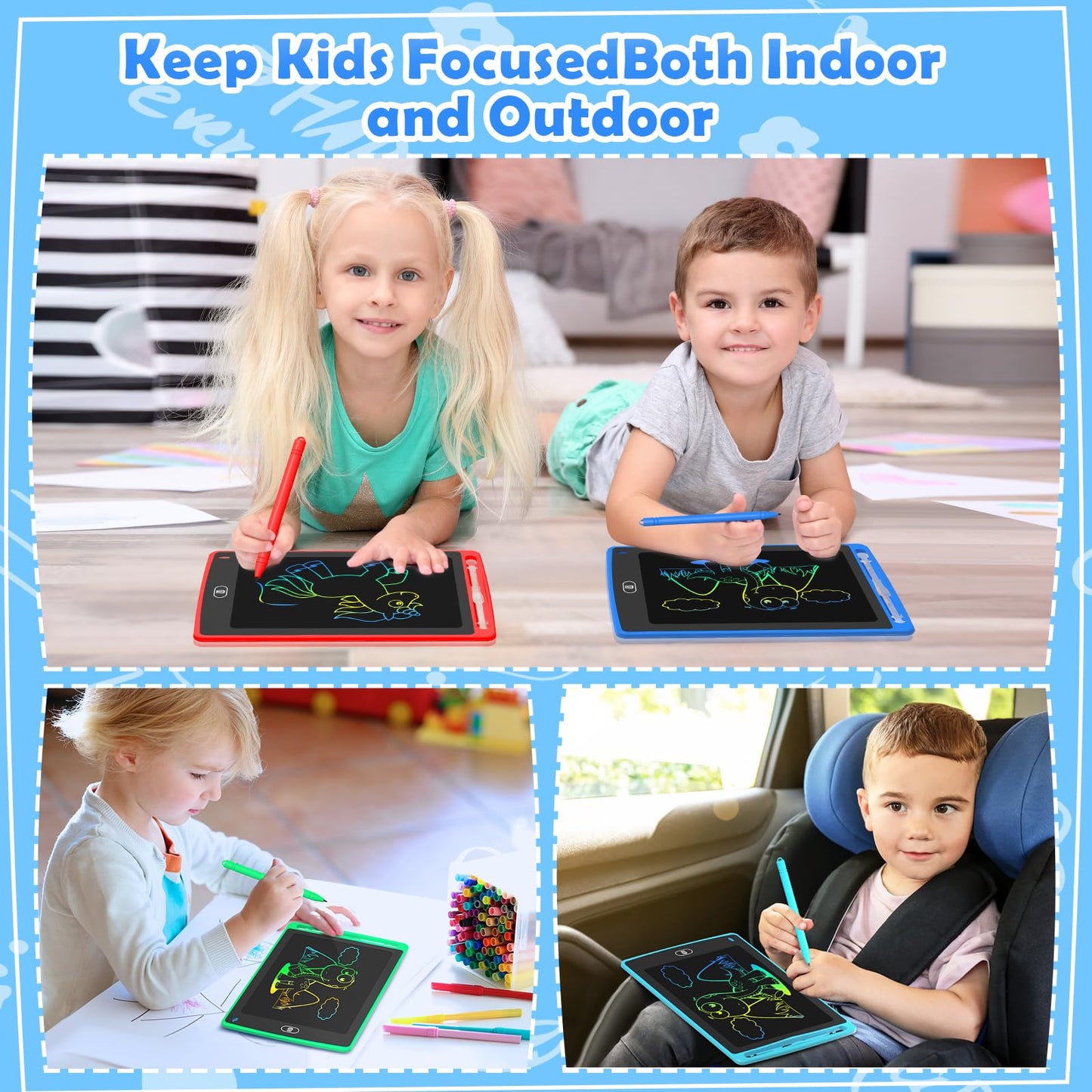 4 Pack LCD Writing Tablet for Kids, 8.5 Inch Doodle Board, Educational Drawing Toy