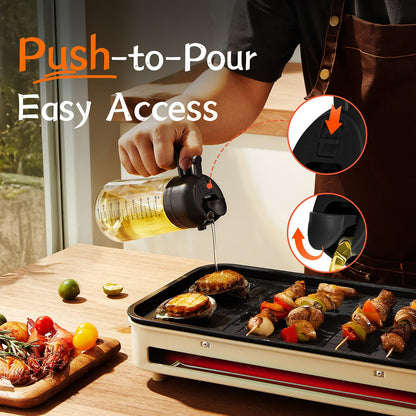16oz Olive Oil Sprayer – 2 in 1 Dispenser for Cooking, Salad, BBQ - Black