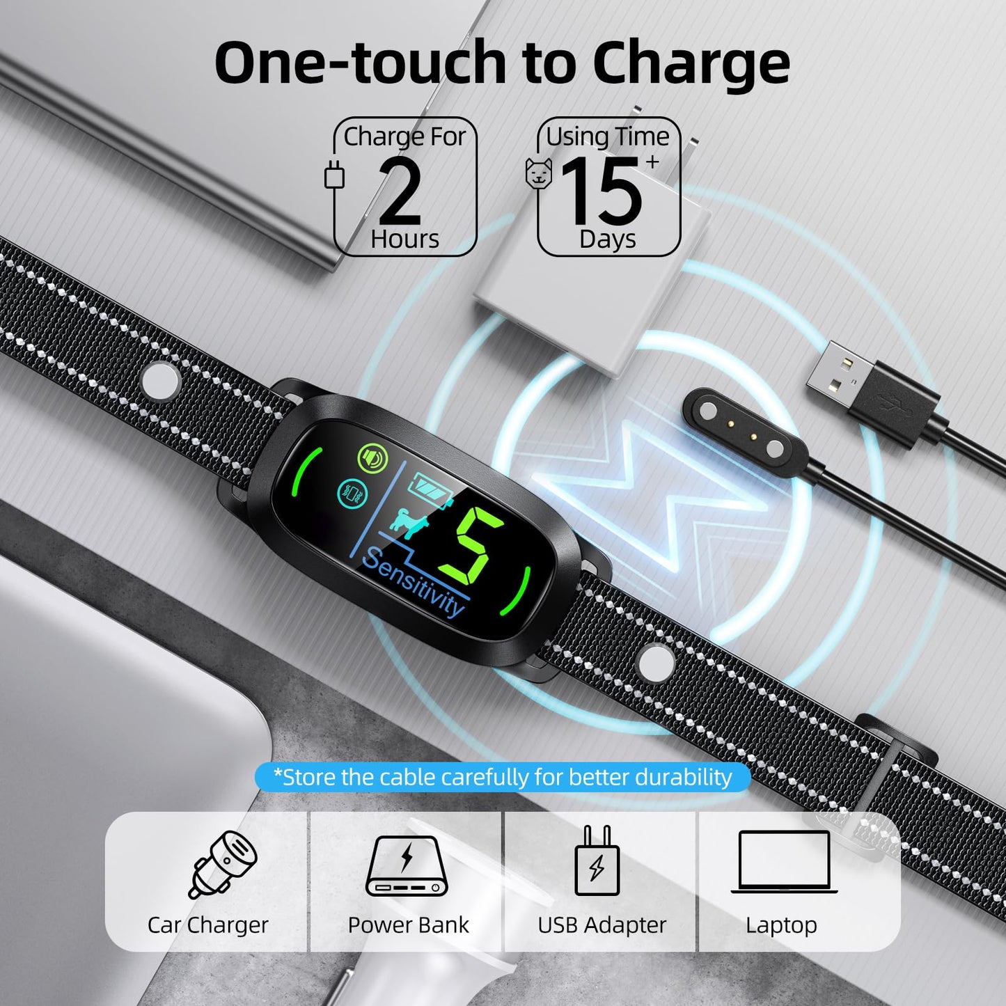 Rechargeable Smart Dog Bark Collar, Anti-Barking Training for All Sizes